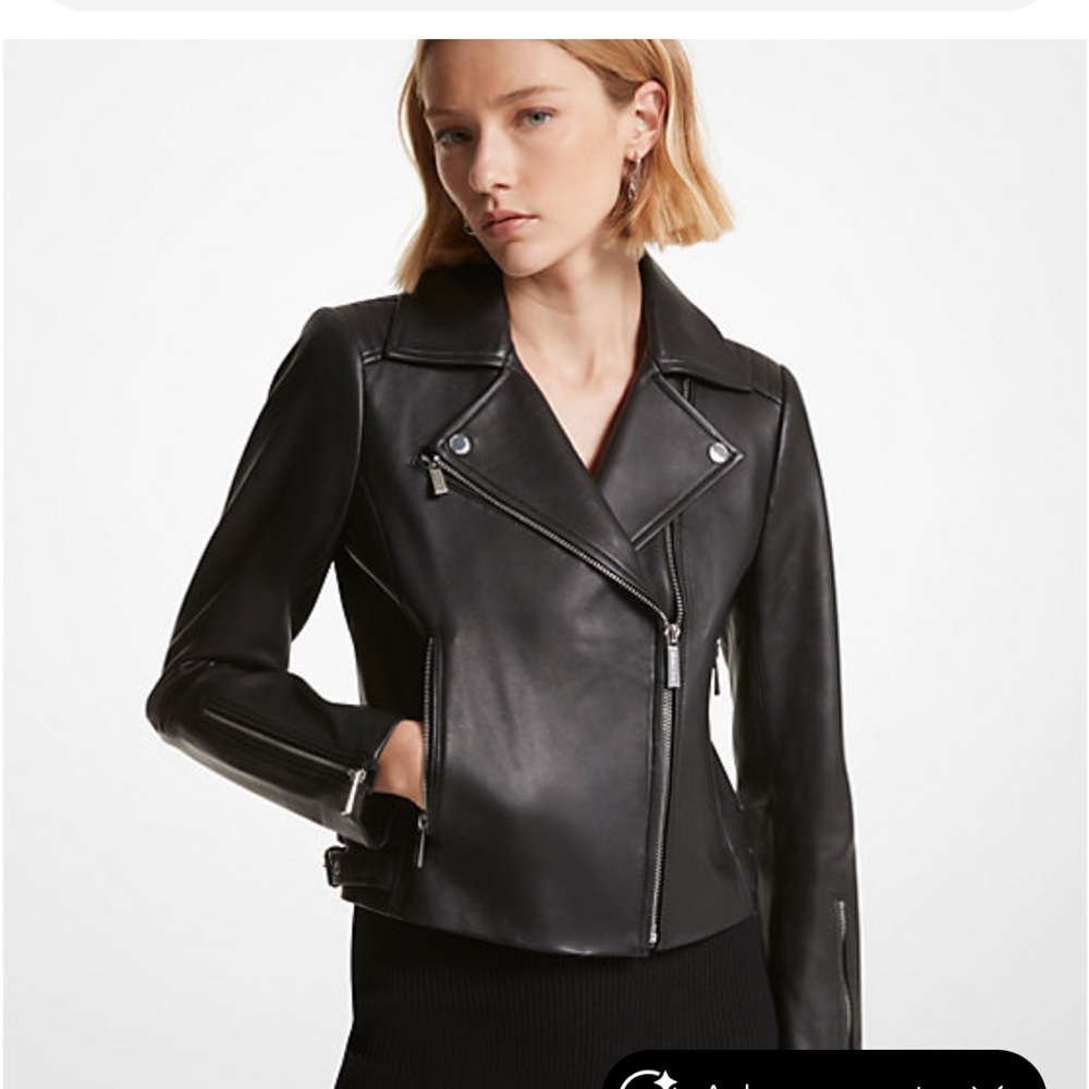 NWT Michael Kors leather biker jacket in black